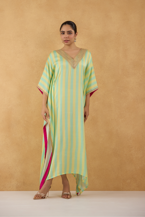 Aqua Stripe Kaftan
